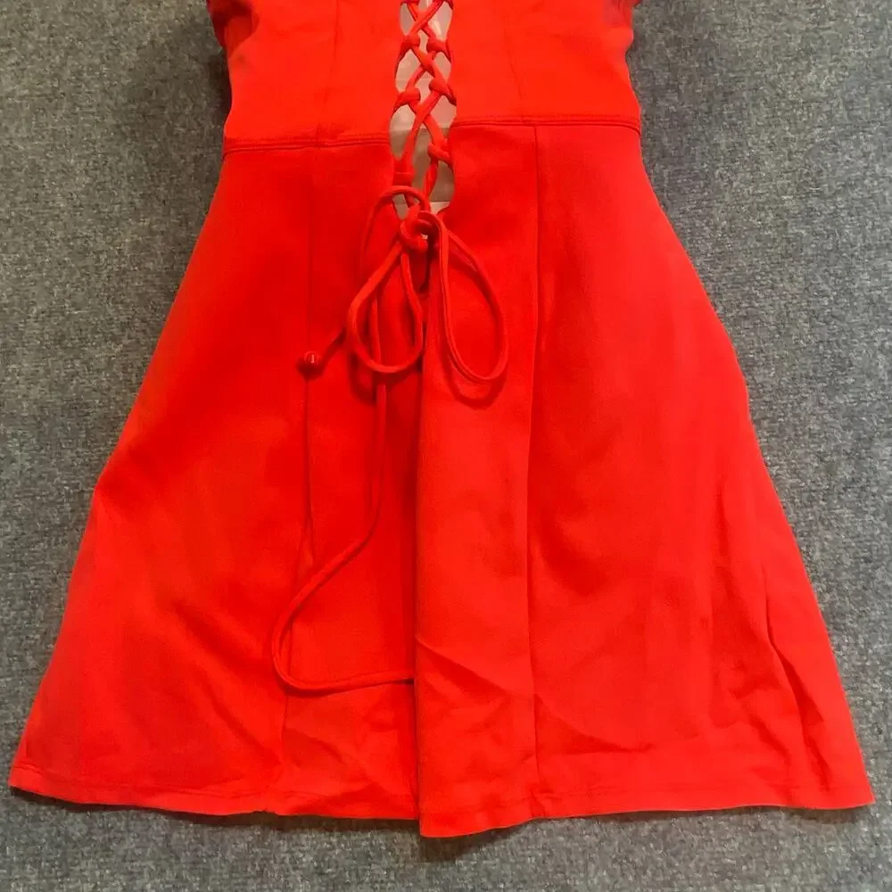 TA3 Women’s Red Square-Neck Swim Dress With Pockets 2X - Picture 6 of 10